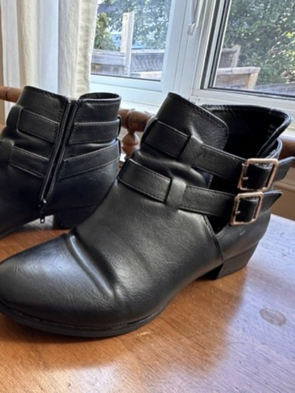 Call It Spring Black Buckle Ankle Boots Size 10